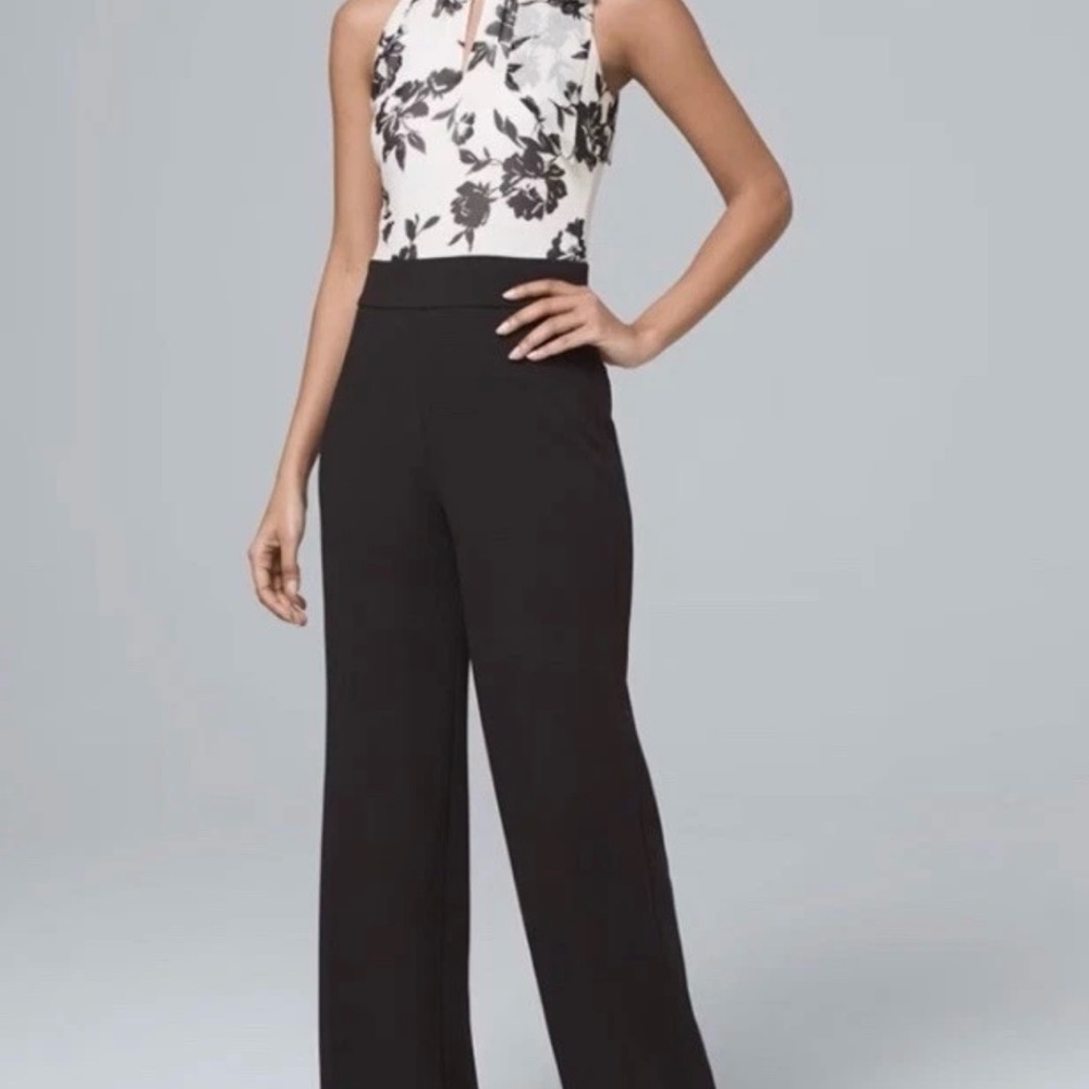 White House Black Market Black and White Jumpsuit